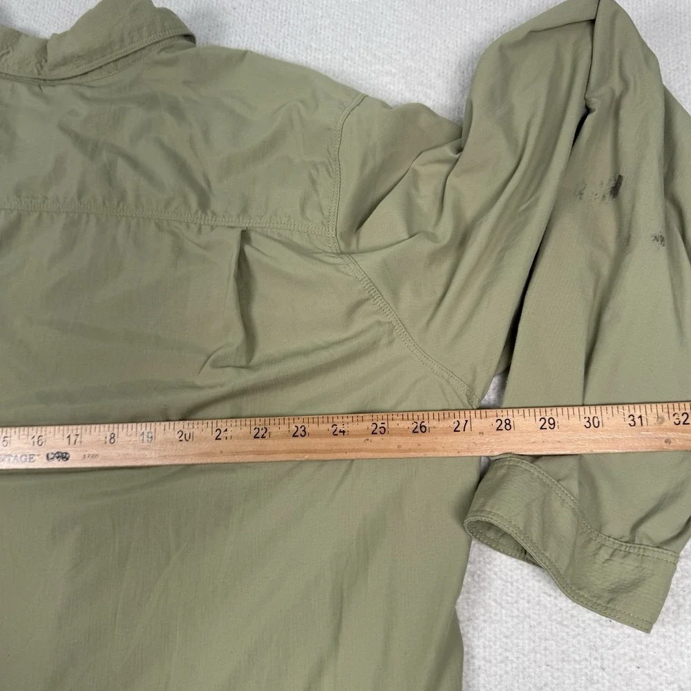 The North Face Shirt Men 2XL Ripstop‎ Button Up Roll Tab Sleeve Zip Pocket *Flaw